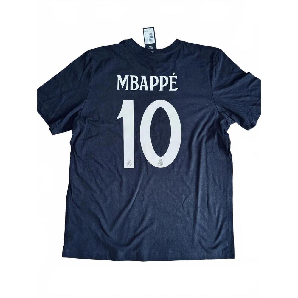 Large Adidas Real Madrid Black Cotton T-shirt Mbappe #10